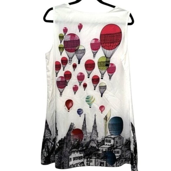 Balloon Print Sleeveless A-Line Dress L Polyester & Spandex - Picture 3 of 5